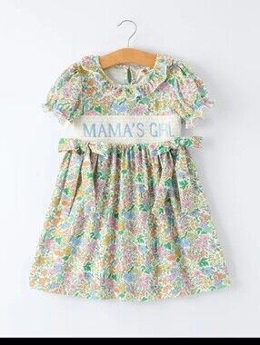 Mama's Girl Floral Smocked Cotton Dress - Pastel Multi